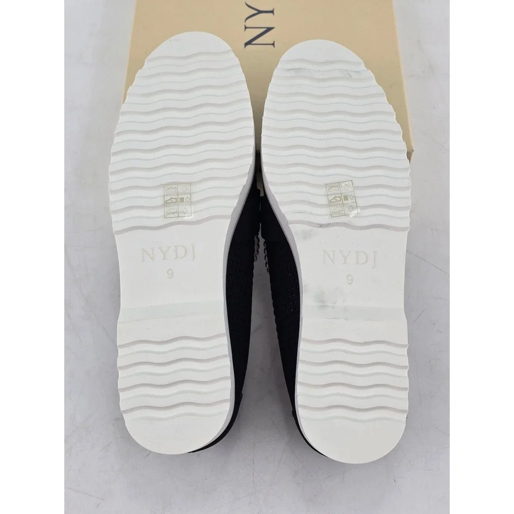 NYDJ Okoa Suede Loafers Womens 9 Black Perforated Bow Slip On - New